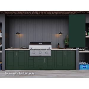 Miami Emerald Green 17-Piece 121.25 in. x 34.5 in. x 28 in. Outdoor Kitchen Cabinet Island Set