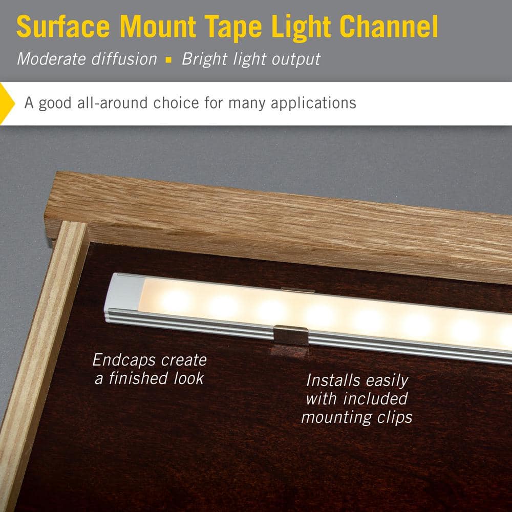 Silver Aluminum LED Tape Light Mounting Channel with Diffuser