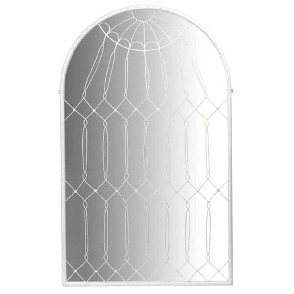 Storied Home 36 in. W x 58.5 in. H Modern Arch Framed Metal Mirror In White