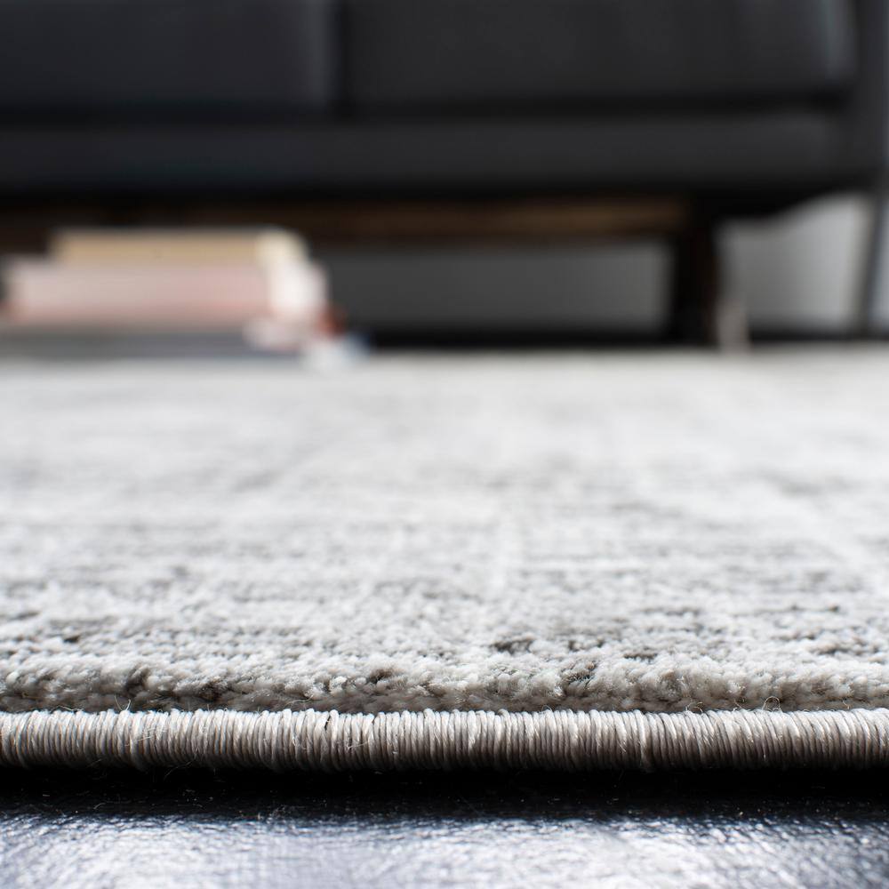 Gray and Dark Gray Abstract Synthetic Area Rug
