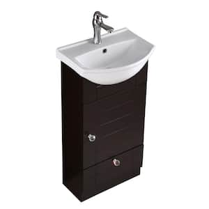 Mahayla 17-3/4 in. Bathroom Vanity Sink Combo in Black with Ceramic Sink in White with Faucet Drain and Overflow