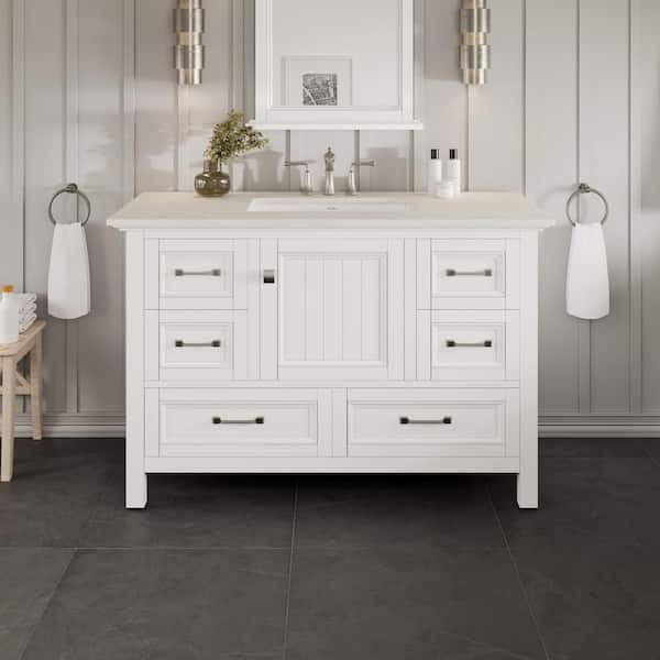 Britney 42 in. Single Sink White Bath Vanity with White Carrara Quartz Top (Assembled)