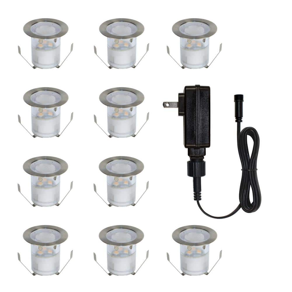 Portico 10-Pack White Stainless Steel Outdoor Recessed LED Light Kit