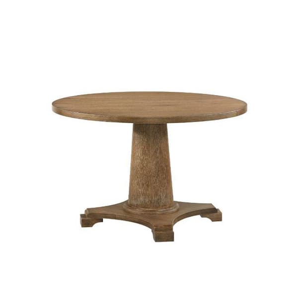 Benjara Modern Style 48 in. Brown Wooden Pedestal Base Dining Table (Seats 4)