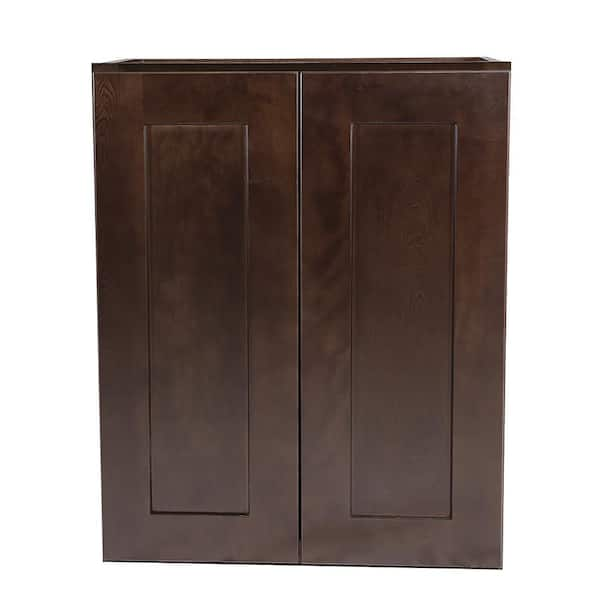 Design House Brookings Plywood Ready to Assemble Shaker 24x12x30 in. 2-Door Wall Kitchen Cabinet in Espresso