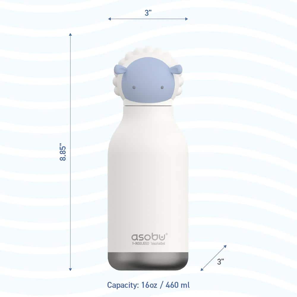 Asobu Sheep Bestie White Stainless Steel Thermal Bottle with Removable Straw
