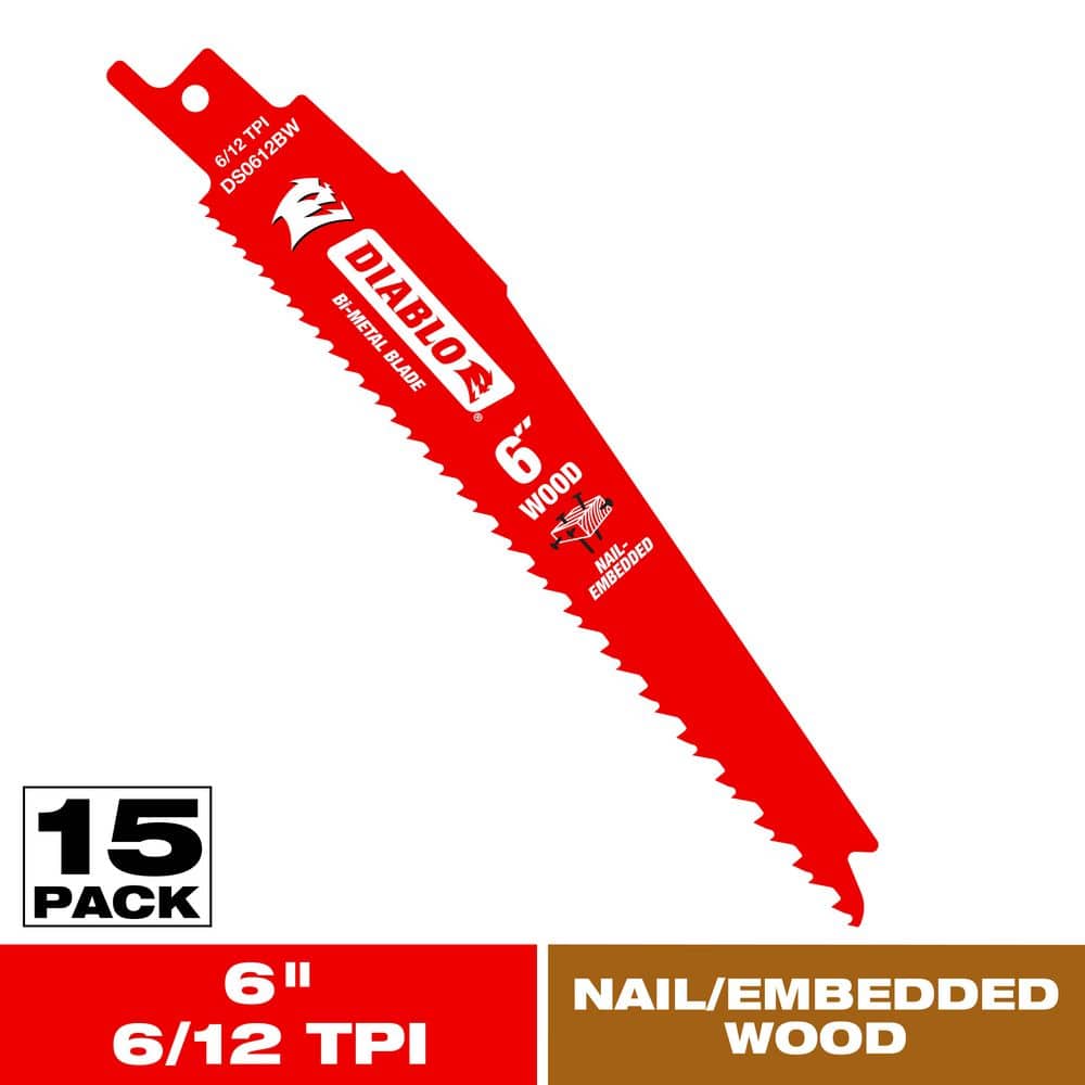 6 in. 6/12 TPI Bi-Metal Reciprocating Saw Blades for Nail-Embedded Wood price history on PriceWatchPro