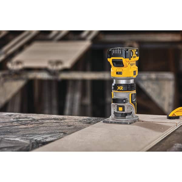 DEWALT - 20V MAX XR Lithium-Ion Cordless Brushless Fixed Base Compact Router with 6.0 Ah Battery Pack and Charger Kit