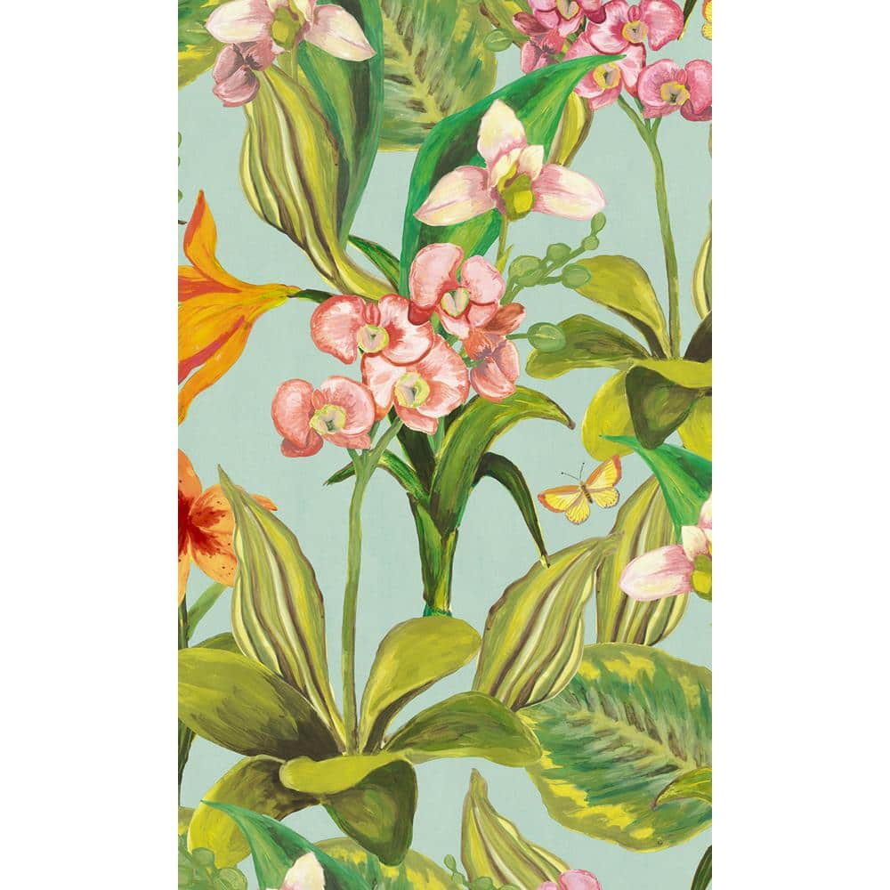 Light Blue Hand Painted Orchids Print Non-Woven Paste the Wall Textured Wallpaper 57 sq. ft. price history on PriceWatchPro