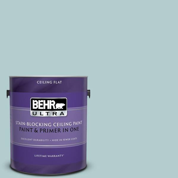 BEHR ULTRA 1 gal. #UL220-8 Clear Pond Ceiling Flat Interior Paint and Primer in One