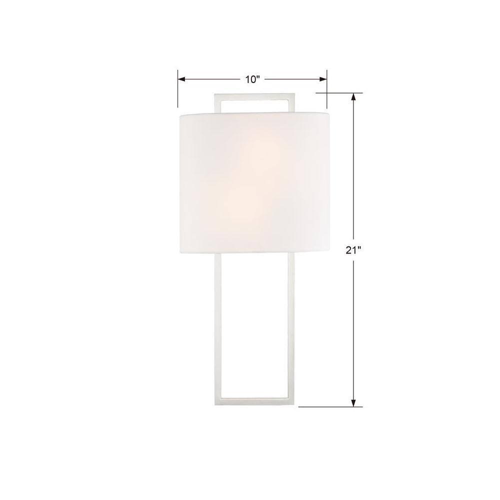 Elegant Polished Nickel 2-Light Sconce with White Silk Shade