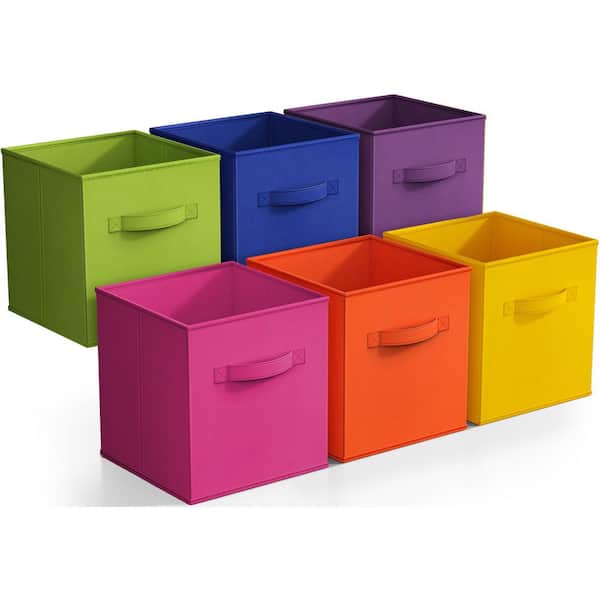 Sorbus Foldable Storage Cubes Handles, Multi-colored  10.5 in. x 11 in. Fabric Decorative Basket (Set of 6), Closet Organizer