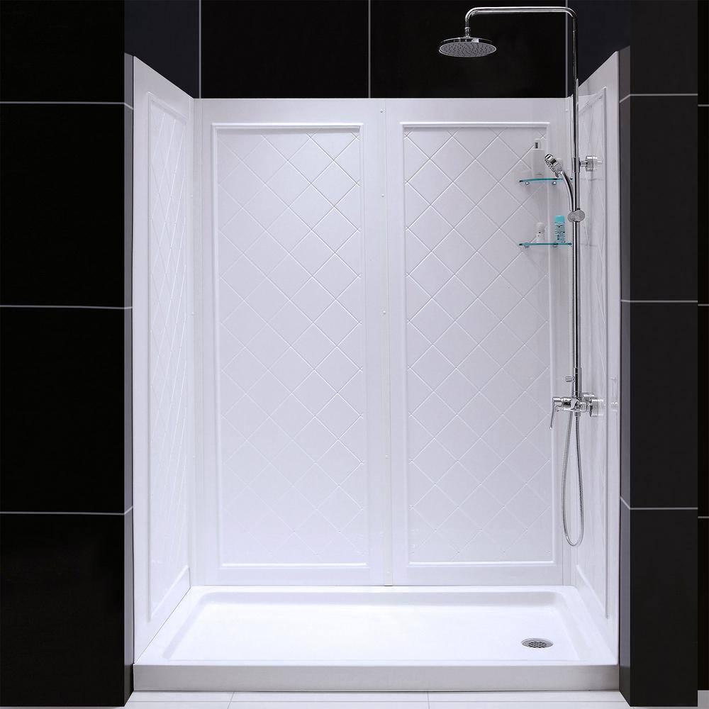 Infinity-Z Matte Black and Clear Glass Sliding Shower Kit