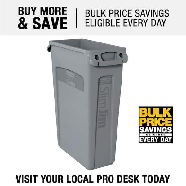 Slim Jim 23 Gal. Gray Vented Trash Can (3-Pack)