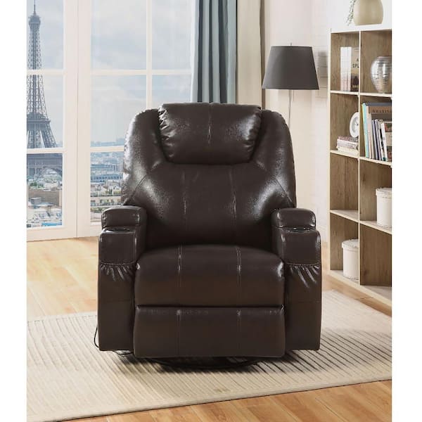 Venetian Worldwide Waterlily Brown Leatherette Rocker Recliner