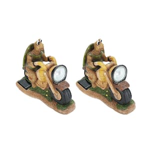 Turtle On A Motorcycle Solar LED Statue (2-Pack)