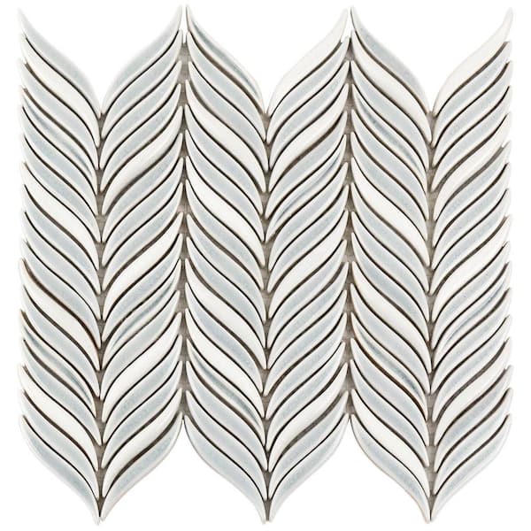 Ivy Hill Tile Delphi Alula Arctic Blue 4 in. x 0.39 in. Glazed Ceramic Mosaic Tile Sample