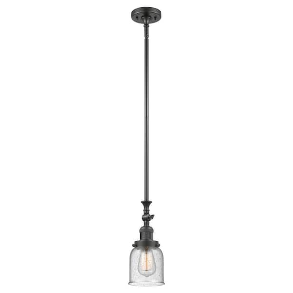 Bell 100-Watt 1-Light Oil Rubbed Bronze Standard Mini Pendant Light with Seeded Glass Shade, No Bulbs Included