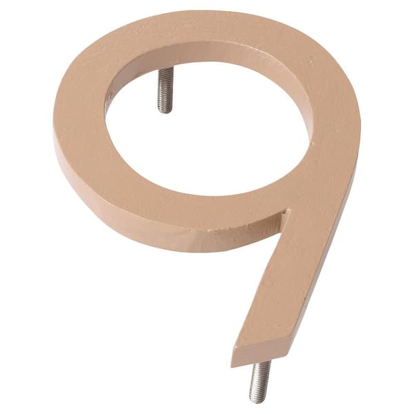 Montague Metal Products 4 in. Taupe Aluminum Floating or Flat Modern House Number 9