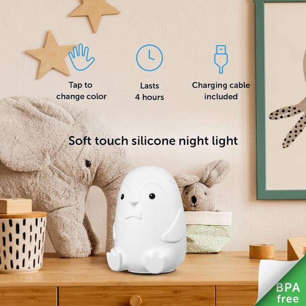 Lamp, Peppy Electric Rechargeable Penguin Silicone Night Integrated Changing Light Globe The Home Depot - 13378 Multicolor LED White