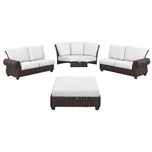 Mill Valley 4-Piece Wicker Outdoor Sectional Set with Cushions Included, Choose Your Own Color Box 3 Ottoman