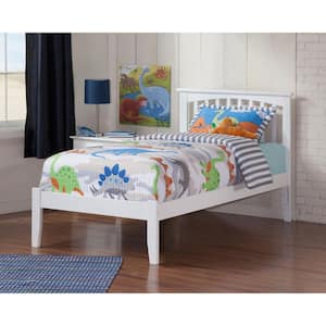 Mission White Twin Platform Bed with Open Foot Board