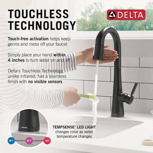 Monrovia Touch2O with Touchless Technology Single Handle Bar Faucet in Matte Black
