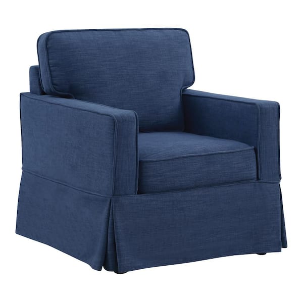 OSP Home Furnishings Halona Slipcover Chair in Navy Fabric