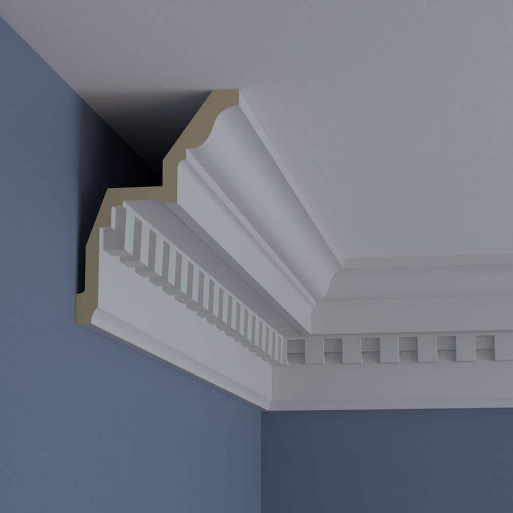 Primed Polyurethane Dentil Crown Moulding, 94.5 in Length