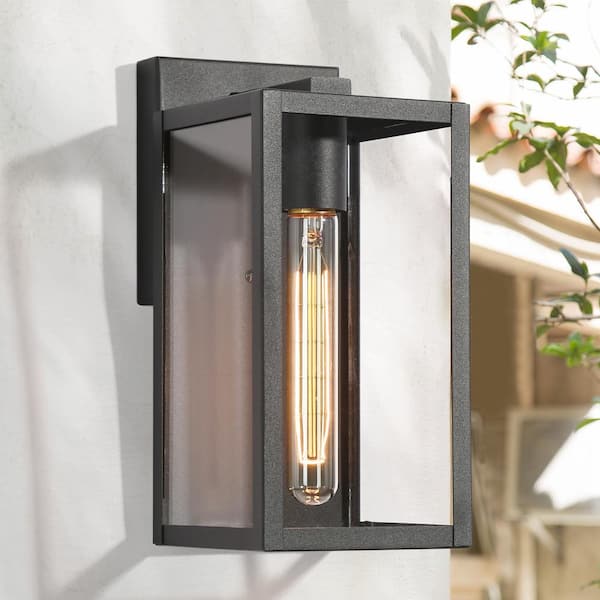 Outlet Transitional Textured Black Outdoor Wall Sconce 15