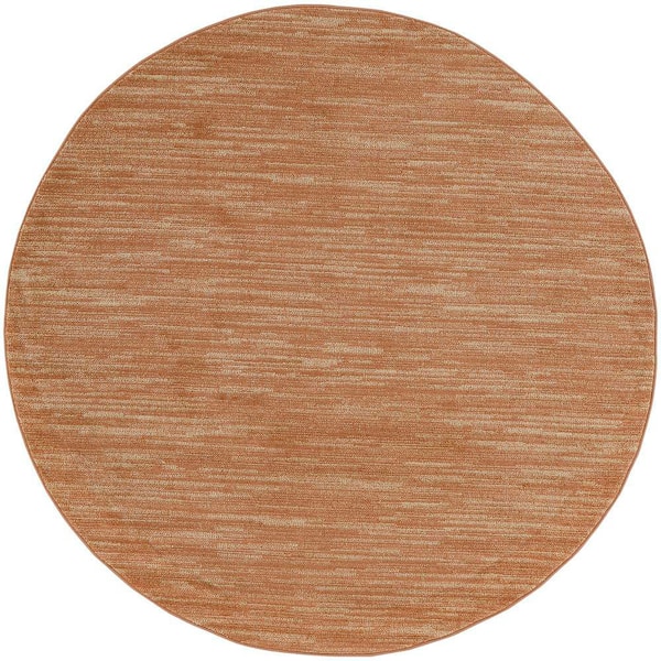Nourison Essentials 4 ft. Round Rust Abstract Contemporary Round Indoor/Outdoor Area Rug