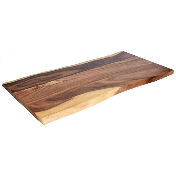 Unbranded Acacia 6.5 ft. L x 39 in. D x 2 in. T Butcher Block Countertop in Clear Varnish
