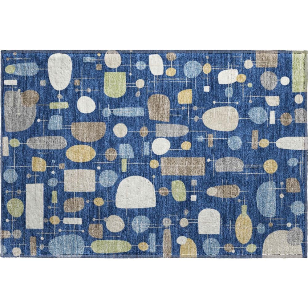 Mayfield Premium Machine Washable Abstract AMF2393 Navy 2 ft. x 3 ft. Accent Rug price history on PriceWatchPro