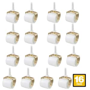 2-1/8 in. White Plastic and Gold Steel Bed Frame Swivel Stem Caster with Sockets and 125 lbs. Load Rating (16-Pack)