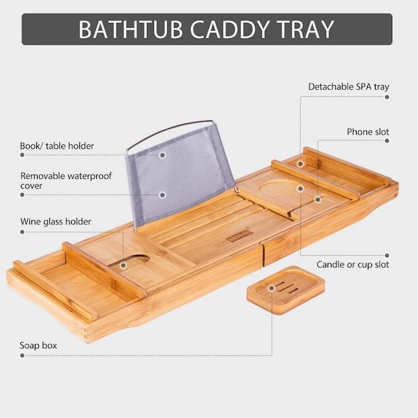Bathtub Caddy Tray Basket Retractable Multifunction Bathroom