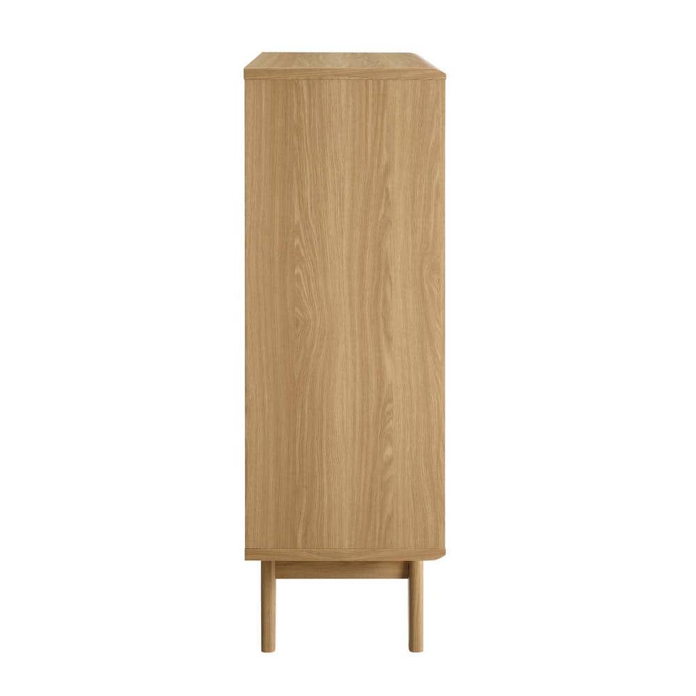 Oak 3-Tier Light Wood Mid-Century Modern Accent Cabinet