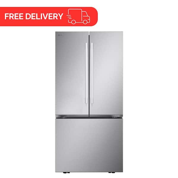 33 in. W 25 cu. ft. SMART Standard Depth French Door Refrigerator in Print Proof Stainless Steel