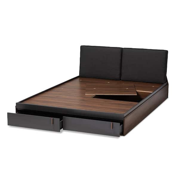 Rikke Gray and Walnut Queen Storage Bed