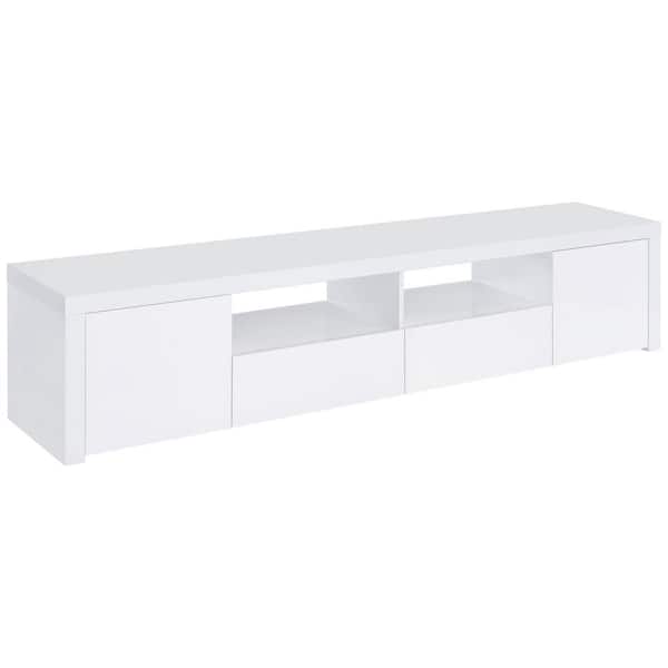 Coaster Jude White High Gloss 2-Door TV Stand with-Drawers Fits TV's up to 85 in.