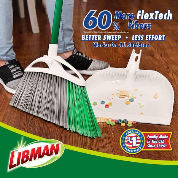 15 in. Extra-Large Precision Angle Broom and Dustpan Set with Steel Handle