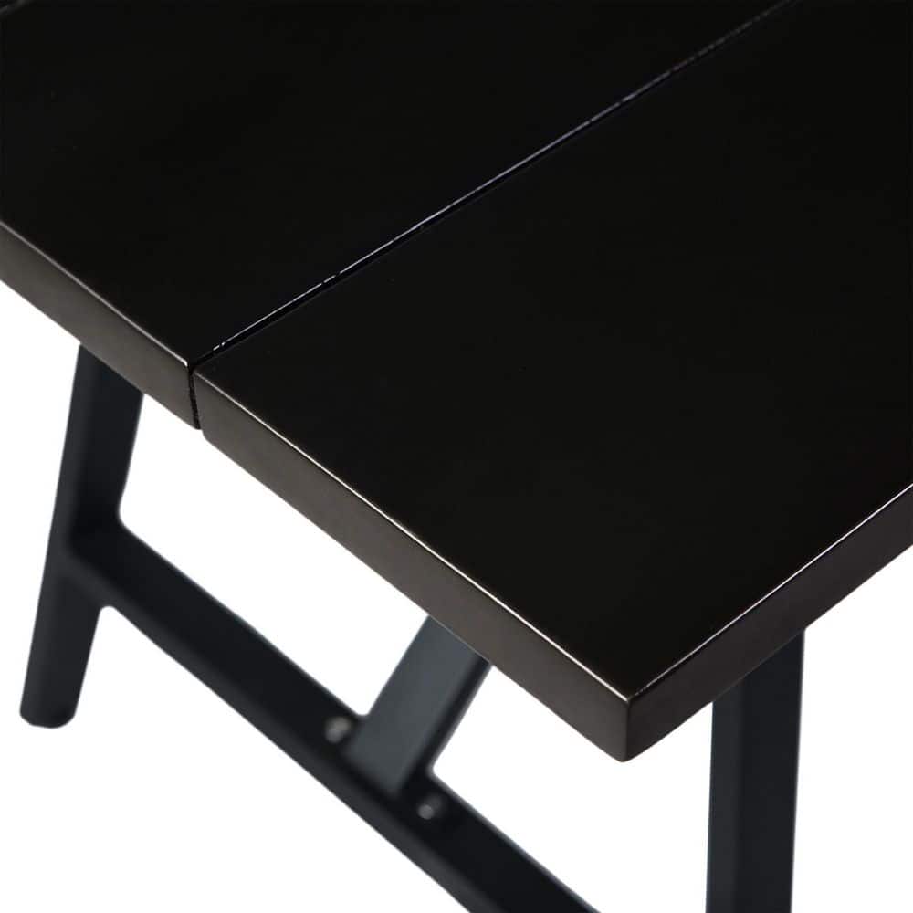 Dark Eucalyptus and Black Metal 4-Person Outdoor Dining Set with Cushions