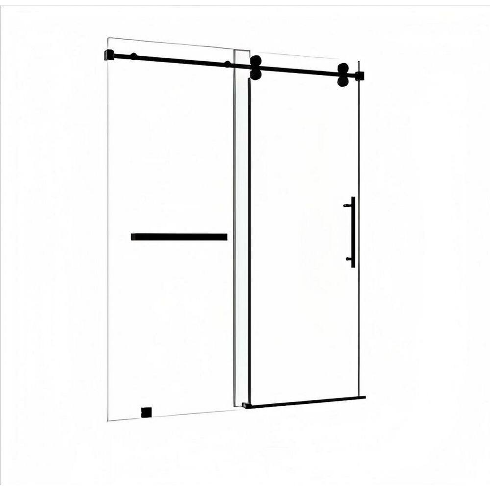 56-60 in. W x 72 in. H Frameless Single Sliding Shower Door in Matte Black with 5/16 in. Thick Clear Tempered Glass price history on PriceWatchPro