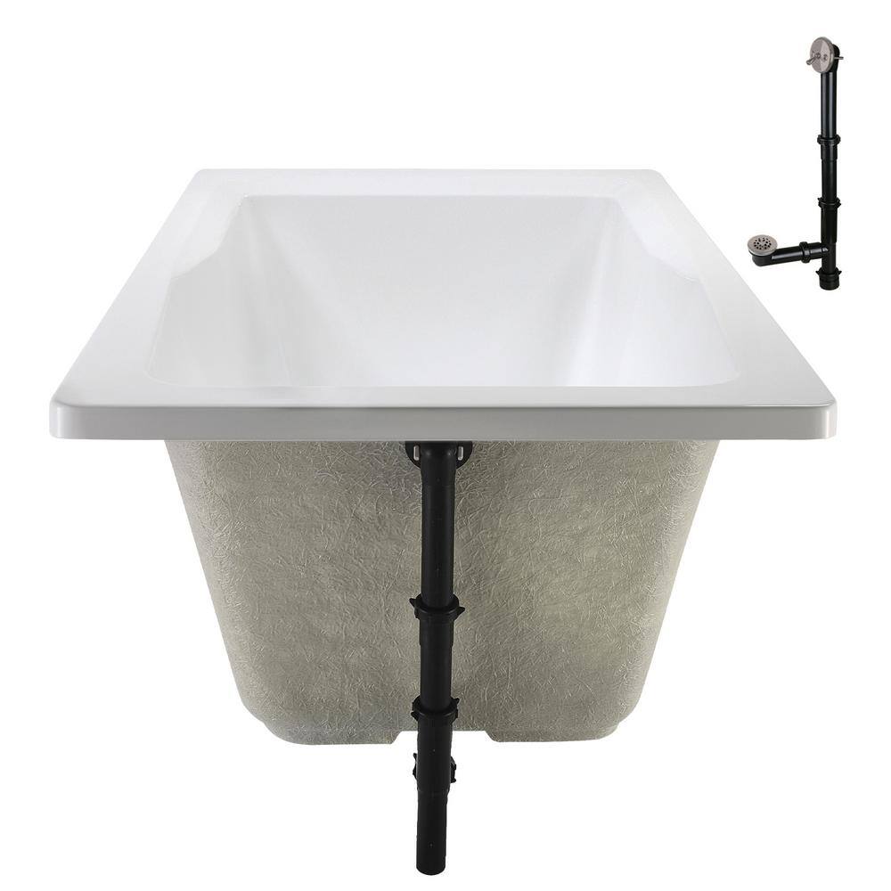 60'' x 32'' Glossy White Acrylic Soaking Drop-In Bathtub
