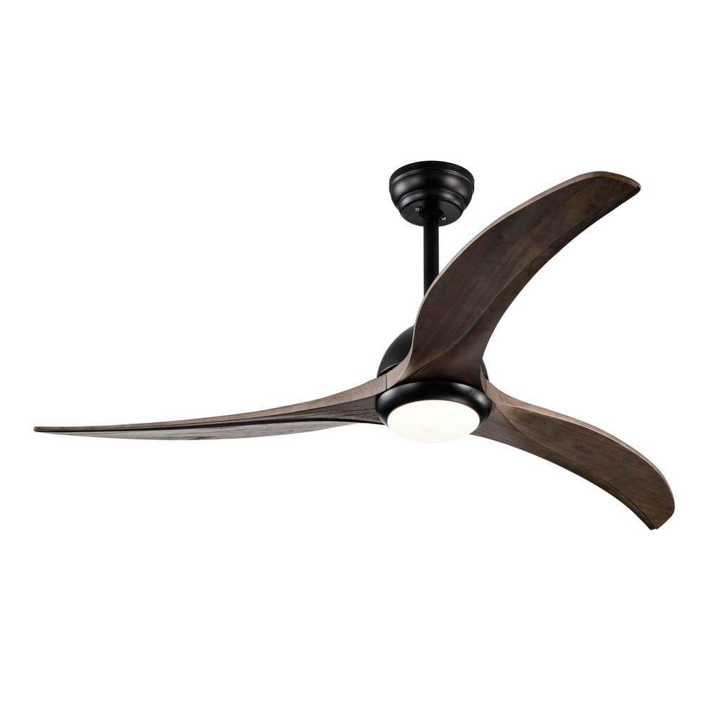 Aura 52" Black and Dark Walnut Ceiling Fan with LED Light and Remote