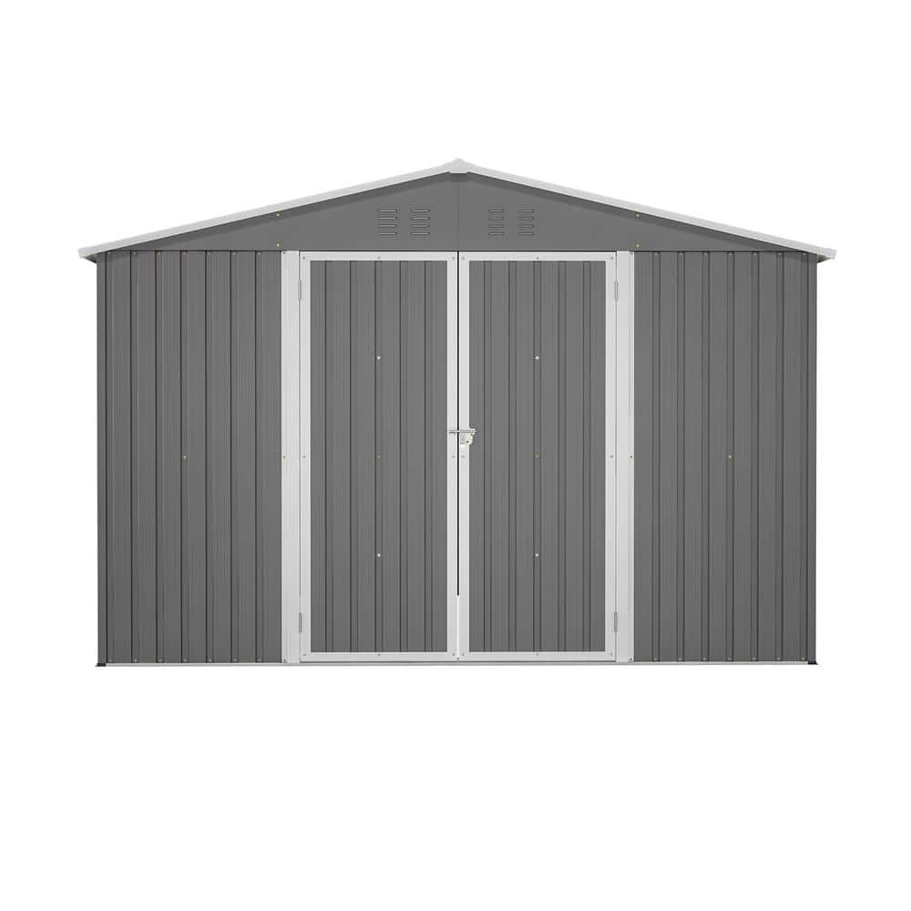 10 x 10 ft. Outdoor Storage Shed, Large Metal Tool Sheds w/ Updated Frame S