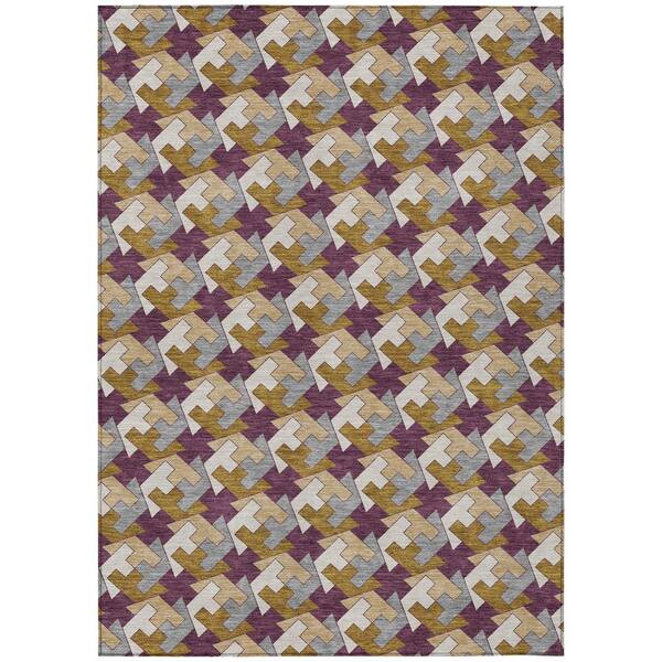 Chantille Machine Washable Indoor/Outdoor Abstract ACN2851 Eggplant 10 ft. x 14 ft. Area Rug