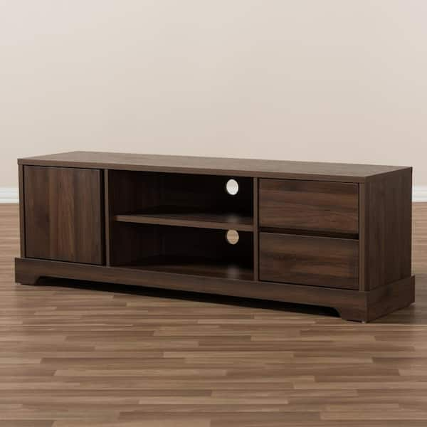 Baxton Studio Burnwood Brown 2 Drawer TV Stand 28862 7968 HD The