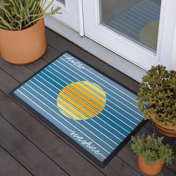 Hello Sunshine Blue Doormat 2 x 3