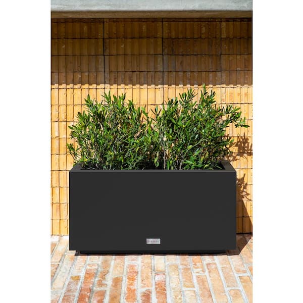 Long Box 25 in. Black Plastic Rectangular Planter