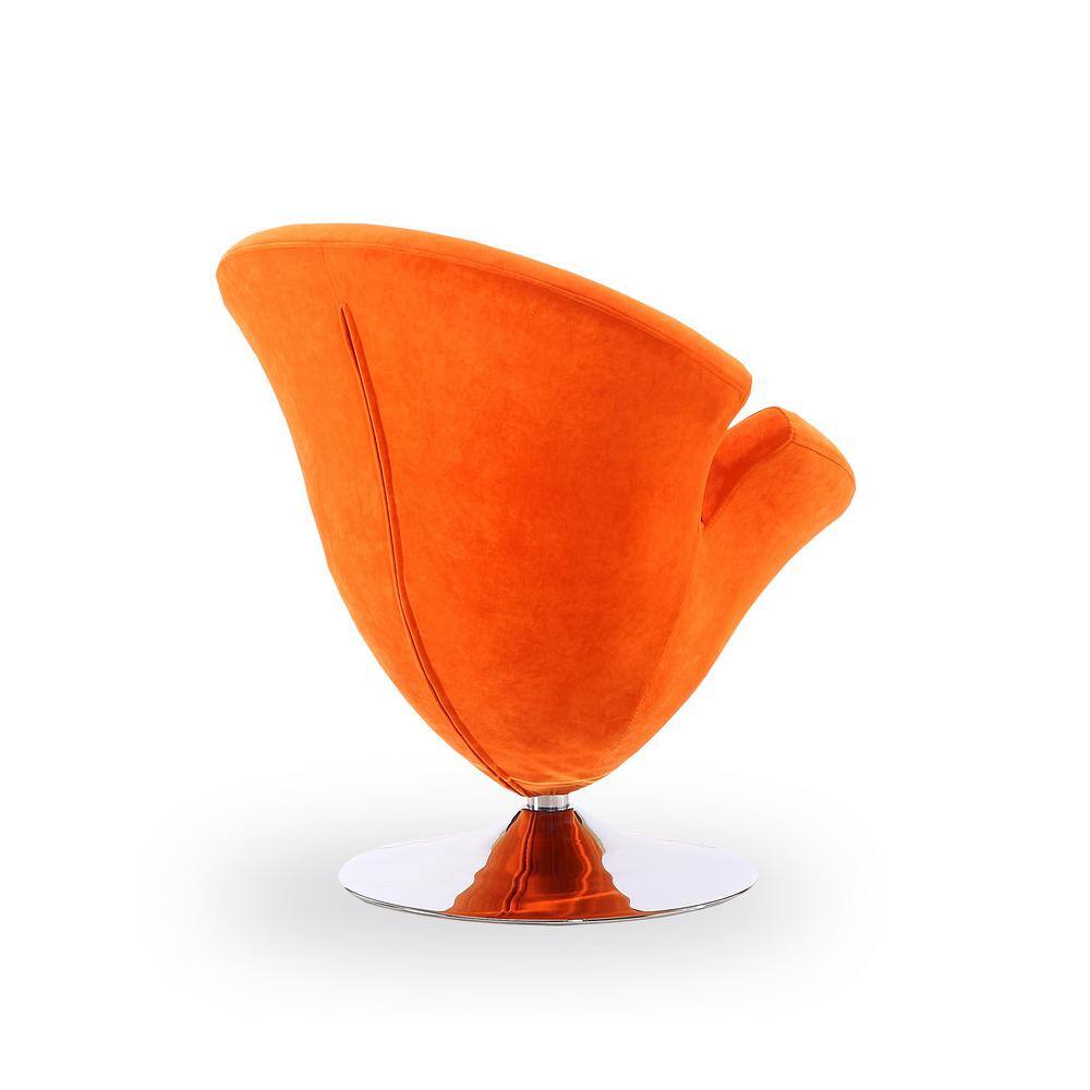 Tulip Orange Velvet Swivel Accent Chair with Metal Base